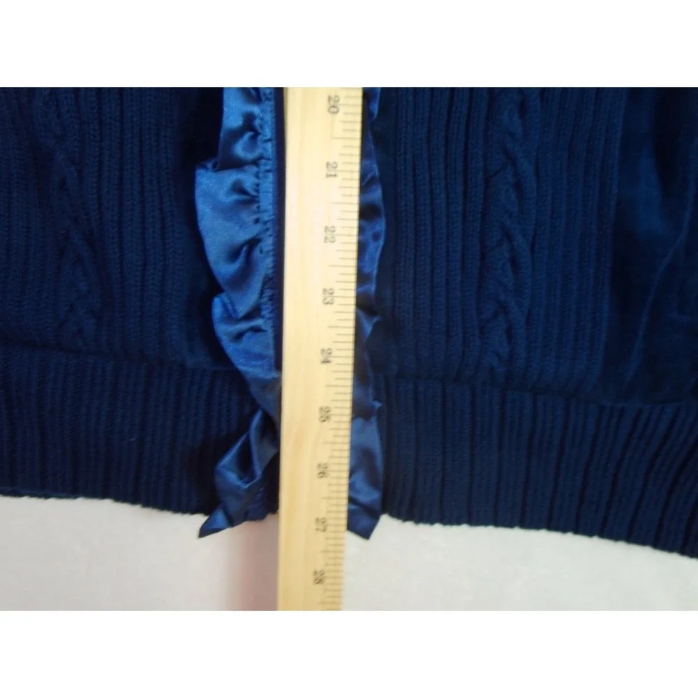 Drapers And Damons Velvet Ruffle Front Jacket 1X Sapphire Blue Grandma Mature‎